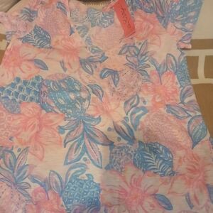 Lilly Pulitzer Pink and Blue Floral Tee